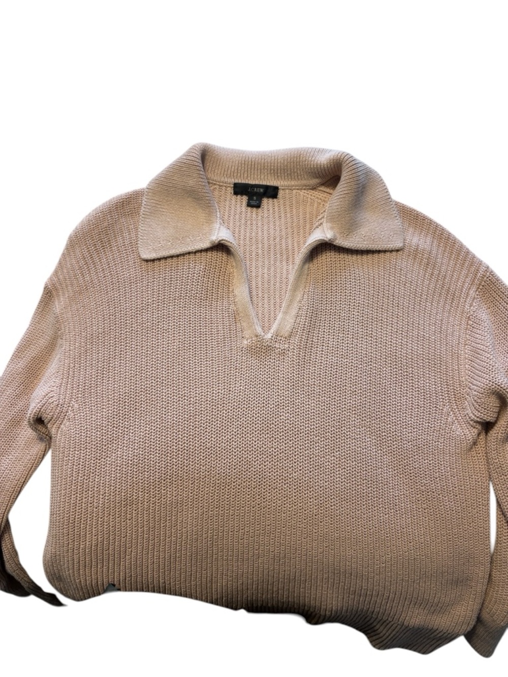 J. Crew Women's V-Neck Collared Sweater in Pale Blush - Picture 4 of 8